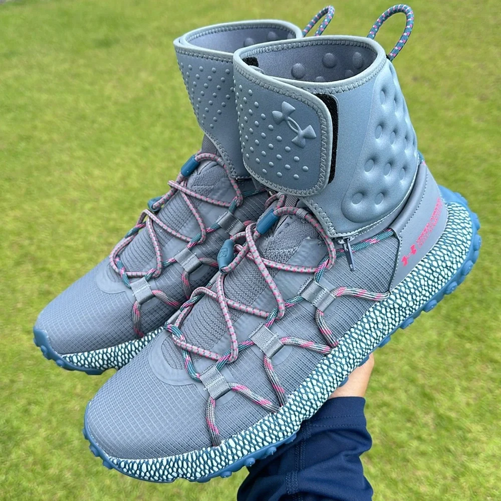 Under Armour Men’s HOVR Summit Fat Tire Cuff Grey Blue Shoes 3022945-104